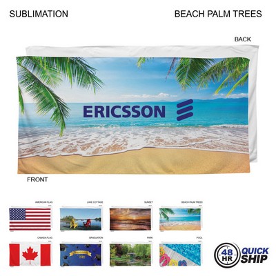 48 Hr Quick Ship - Stock Design Sublimated, Heavier Weight, Plush Velour Terry Beach Towel, 30x60