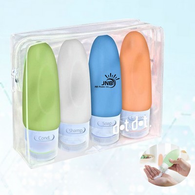 Set of 4 Portable 2 oz Travel Silicone Bottles