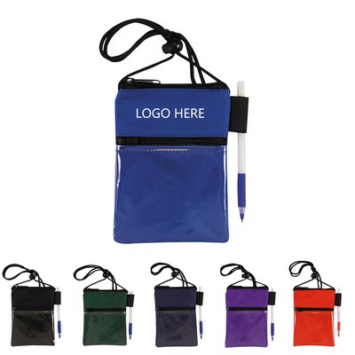 Neck Wallet Badge Holder with Pen Loops