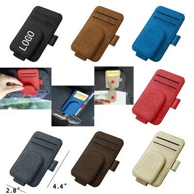 Magnetic Vehicle Glasses Clip Holder Wallet