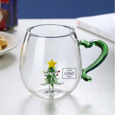 Holiday Glass Mug w/Christmas Tree