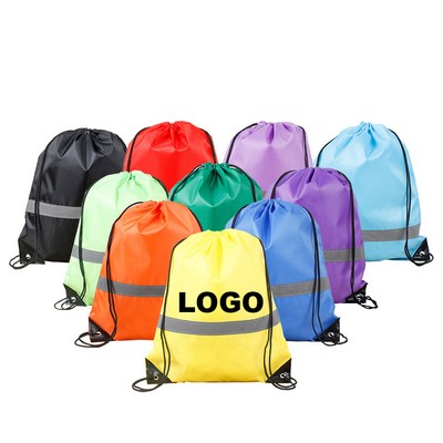 High Visibility Reflective Safety Drawstring Bag Sports Backpack