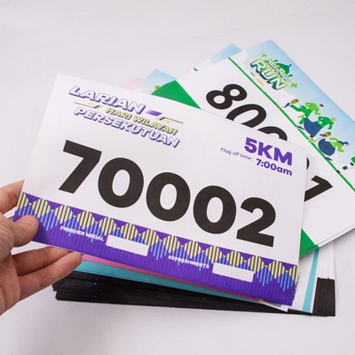 Custom 9.5 x 7.9 inch Running Race Numbers with Safety Pins