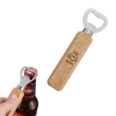 Natural Wood Stainless Steel Bottle Opener