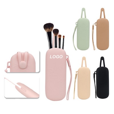 Silicone Waterproof Makeup Brush Bag With Handle