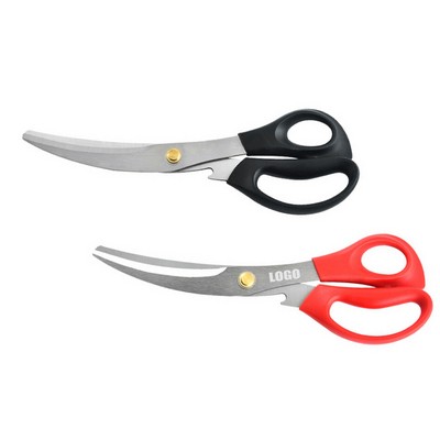 Curved Blade Kitchen Scissors Stainless Steel with Bottle Opener