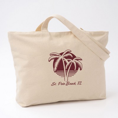 Zippered Cotton Canvas Tote 12 Oz