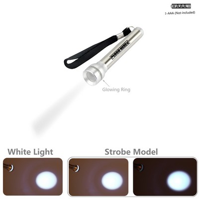 Round Top Stainless Steel LED Flashlight Compact Design With Wristband