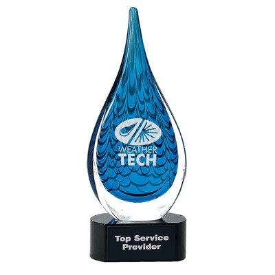 12.5" Blue Raindrop Art Glass