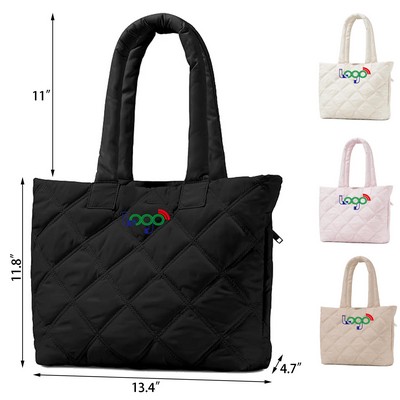 Tote Bag with Zipper Puffer