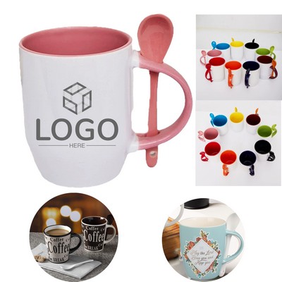 12 Oz Custom Coffee Mugs With Spoon