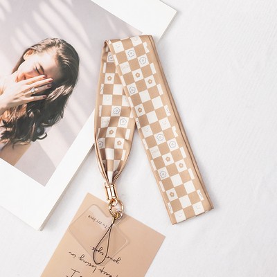 2" Full Custom Khaki Satin Phone Lanyard Badge Lanyard Neck Strap w/Lanyard Pad Compatible #14