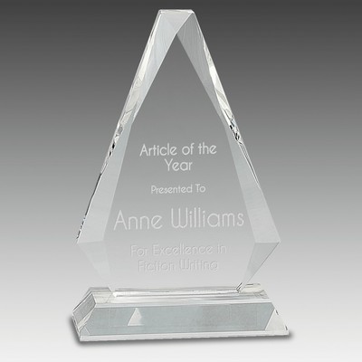 8" Clear Crystal Triangle on Clear Pedestal Base