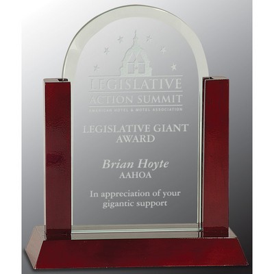 Gateway Jade Dome Glass Award with Rosewood Finish Base