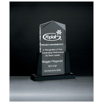 10" Spire Series Clear Acrylic Upright on Black Acrylic Base