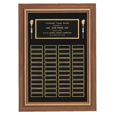 American Walnut 48 Plate Perpetual Plaque w/Brass Plates