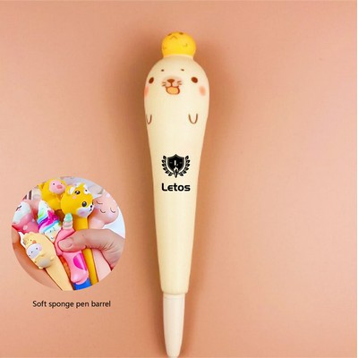 Seal Stress Reliever Pen 2 In 1 Squeeze Toy Pen PU Foam Gel Ink Pen