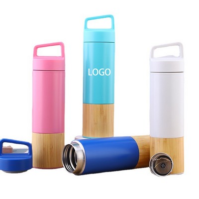 20Oz. Bamboo-Based Insulated Water Bottle W/ Handle