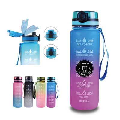 32oz Wide Mouth Water Bottle With Lid & Straw