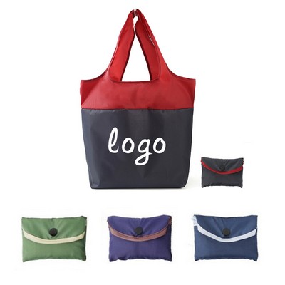 RPET Two-Tone Foldable Shopping Tote Bag With Small Pouch