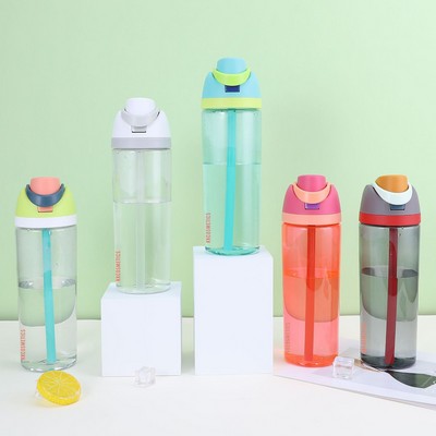 25oz Clear Tritan Plastic Water Bottle W/Straw