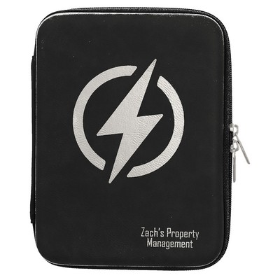 Faux Leather Cord Case, Black, Engraved