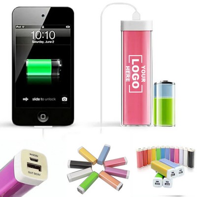 Cylindrical Lipstick Portable Power Bank 2600mah