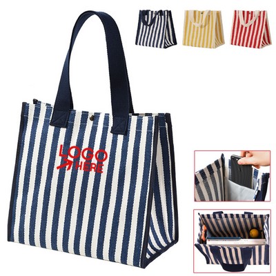 Stylish Striped Canvas Tote Bag