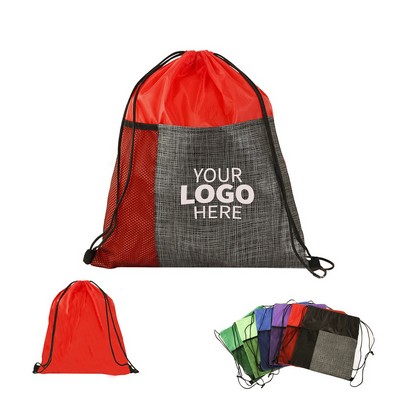 Etched Pocket Drawstring Bag