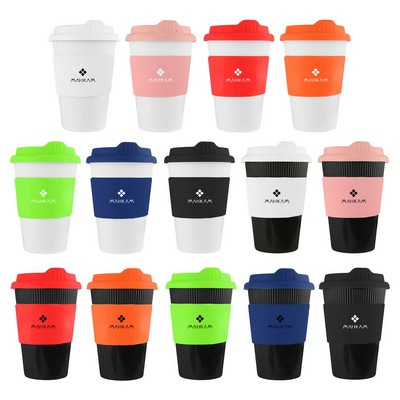 Plastic Coffee Cup with Silicone Lid 12oz