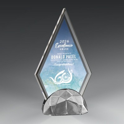 Acrylic Triangle in Chrome Semicircle Base