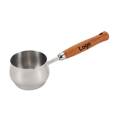 Stainless Steel Ladle with Wooden Handle – Heat-Resistant, Non-Stick Design for Hot Oil & Soup Serve