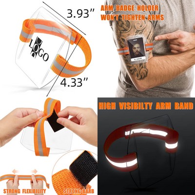 Arm Badge Card Holder With Reflective Adjustable Belt