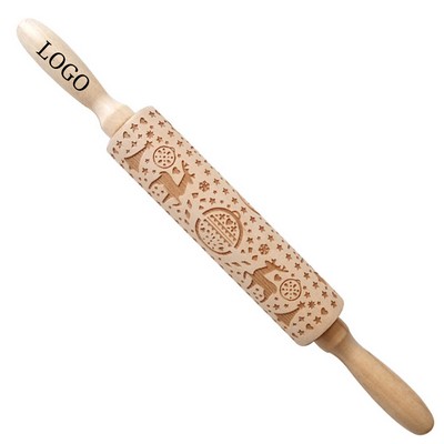 Festive Wooden Christmas Print Rolling Pin