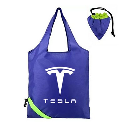 Printed Folding Tote Bag with Drawstring Pouch