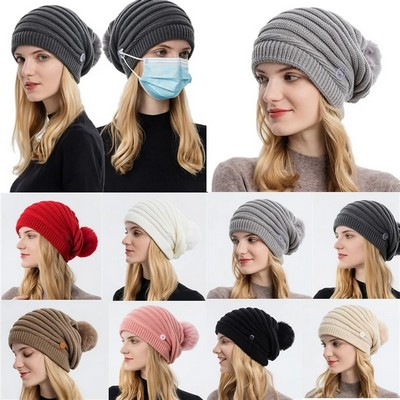 Buttoned Knit Beanie