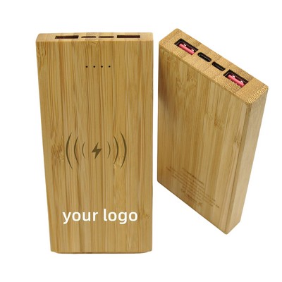 10000Mah Bamboo Wireless Power Bank