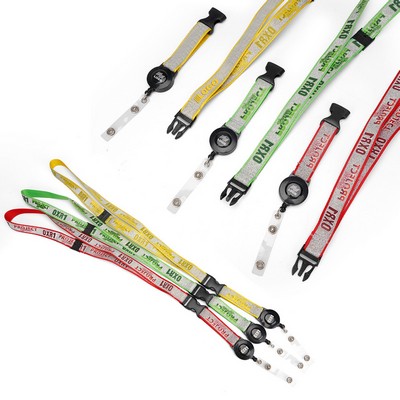 Retractable Lanyard with Reflective Tape and Easy-Pull Buckle