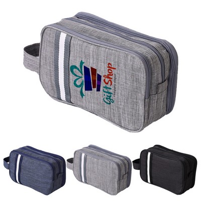 Three-Layer Striped Travel Toiletry Bag
