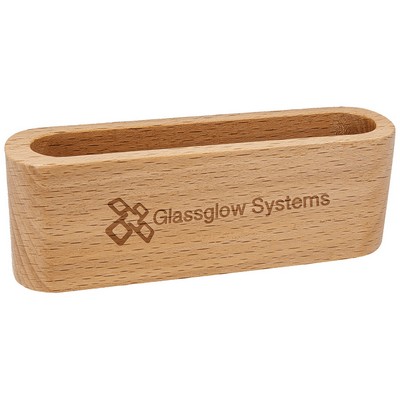 4 1/2" Beech Wood Business Card Holder