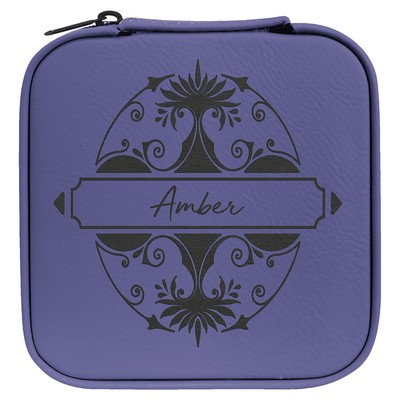 4" X 4" Purple/Black Leatherette Travel Jewelry Box with Black Lining