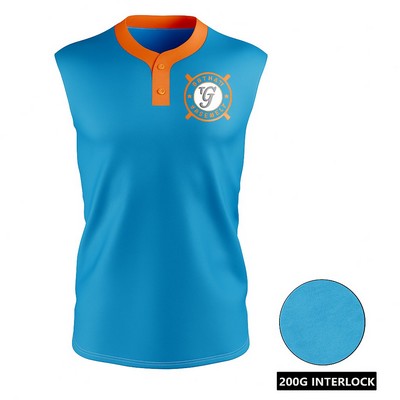 Unisex 2-Button Sleeveless Sublimated Baseball Jersey