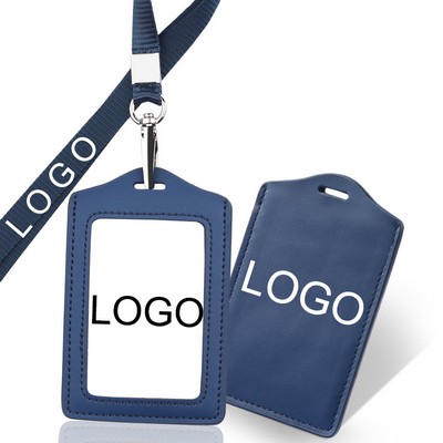 2 Sided Cow Leather College ID Badge Card Holder 4 1/3"L x 2 1/8"W