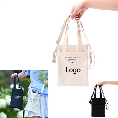 Canvas Water Bottle Storage Tote Bag