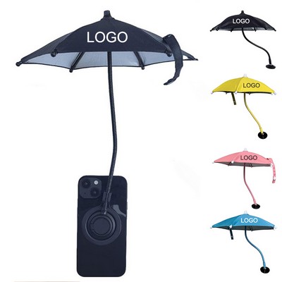 Magnetic Mini Phone Umbrella Adjustable Sun Shade Shield with Detachable Ring Stand Heat Resistant