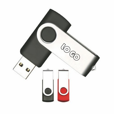 32 GB Plastic Swivel USB Flash Drive w/Metal Swivel Cover