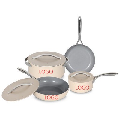 7-Piece Ceramic-Coated Aluminum Pots Cookware Set