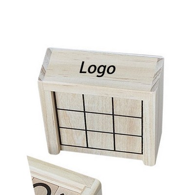 3.23X3.15X1.3 Inch Mini Wooden Tic-Tac-Toe Challenger Game