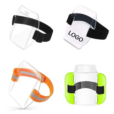 High Visibility PVC Armband Badge Holder With Adjustable Strap For Ski Pass Holder
