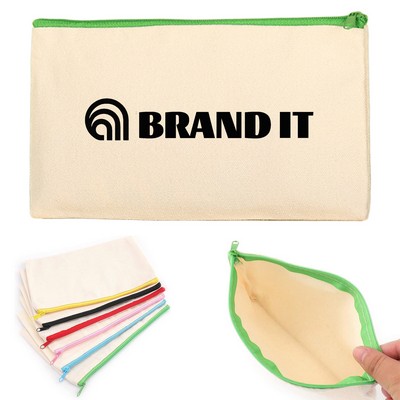 Zipper Cotton Canvas Cosmetic Bag Coin Purse